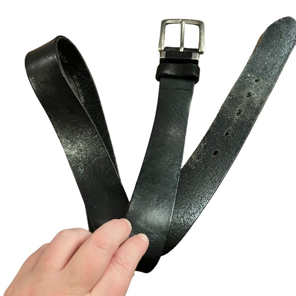 Fossil Black Joe Leather Mens Belt size 36 Silver Buckle - Picture 2 of 8